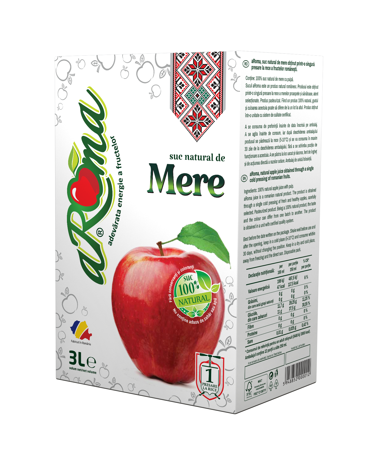 Pachet 3 cutii suc de mere natural 3L (9L)