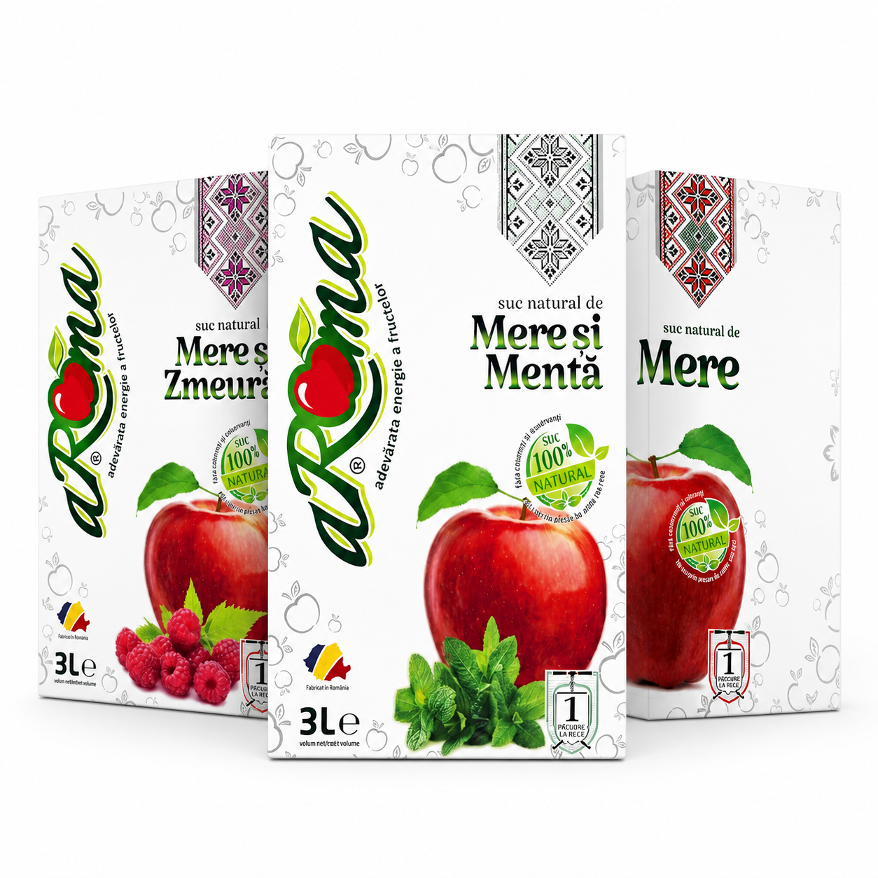 Imagine principală Pachet mixt 3 cutii (9L) — Suc de mere natural, mentă și zmeură · ALLSoft 2026-08-07