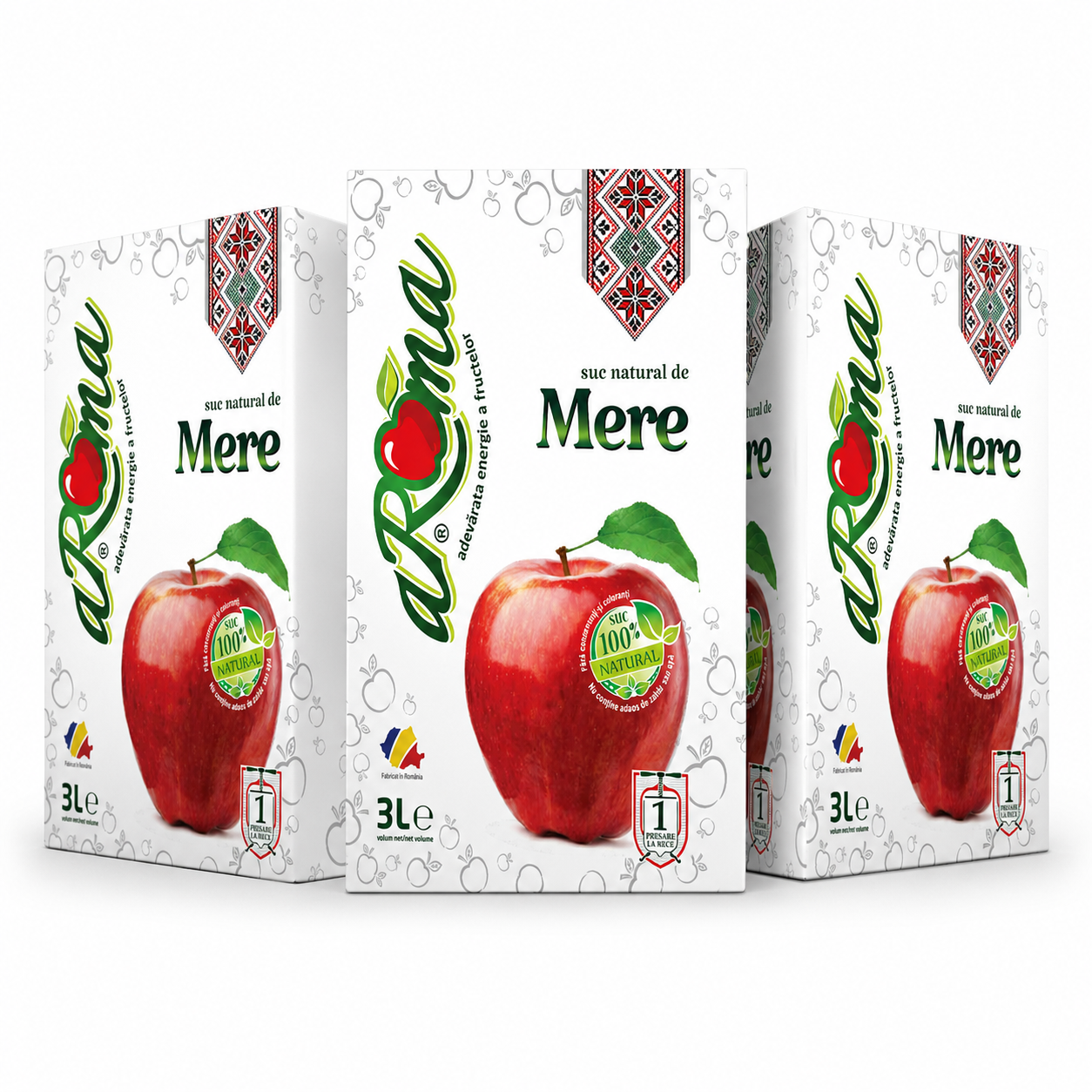 Pachet 3 cutii suc de mere natural 3L (9L)