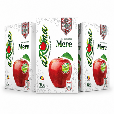 Pachet 3 cutii suc de mere natural 3L (9L)