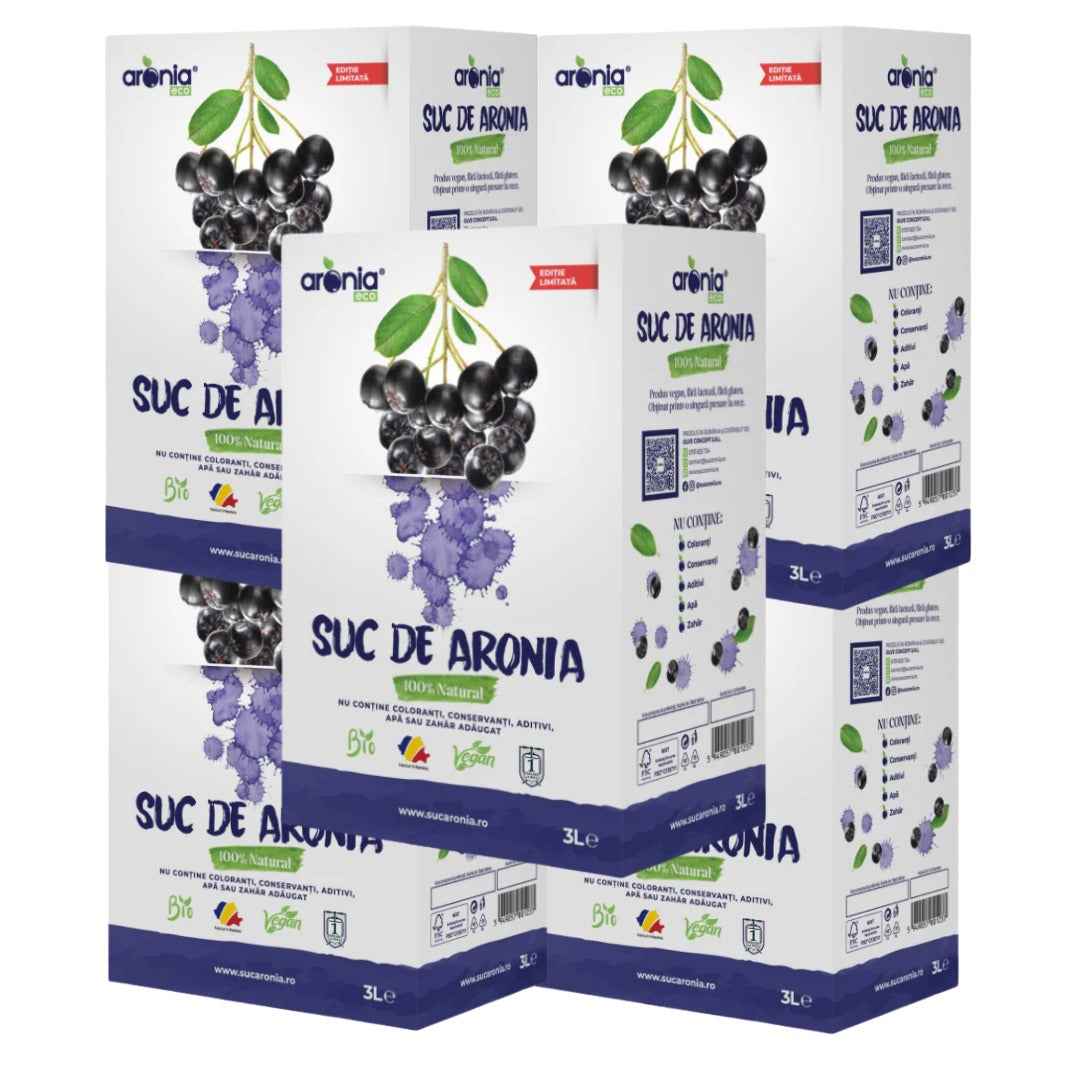 Exemplu: pachet de 5 cutii de suc de aronia din catalogul Suc aRoma